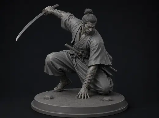 Classic Samurai With Katana Figure
