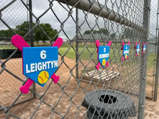 Softball/Baseball Dugout Name Plate Fence Hanger