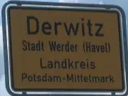 Ortseingangschild Derwitz als Kühlschrankmagnet