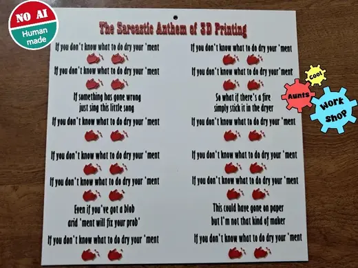The Sarcastic Anthem of 3D Printing