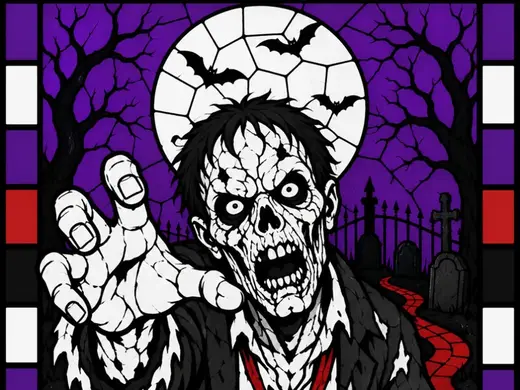 Zombie Stained Glass Wall Ar