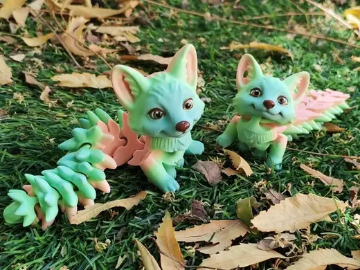 Cute Articulated Fox Toy and KeyChain ( 2 models)