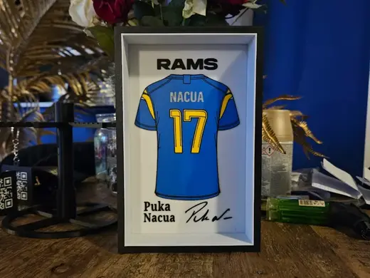 LA Rams Paku Nacua jersey display