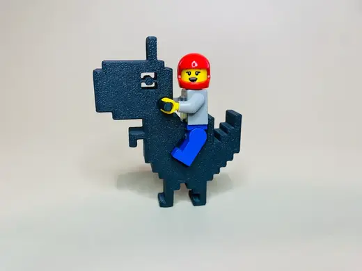 Pixel Dino Rider Keychain
