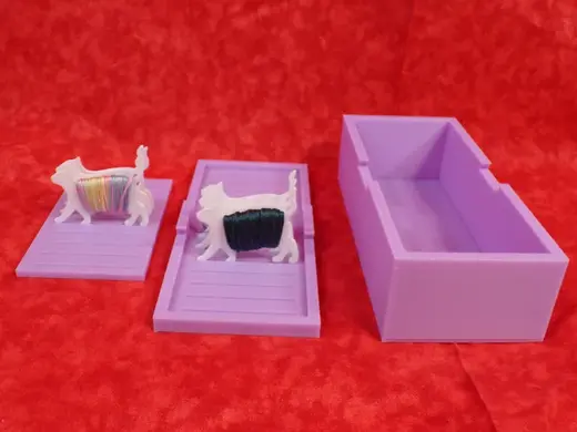 Cat Embroidery Thread Bobbins with Stand and Box