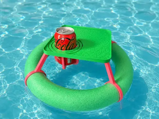 Floating Pool Noodle Table with gyro for drinks