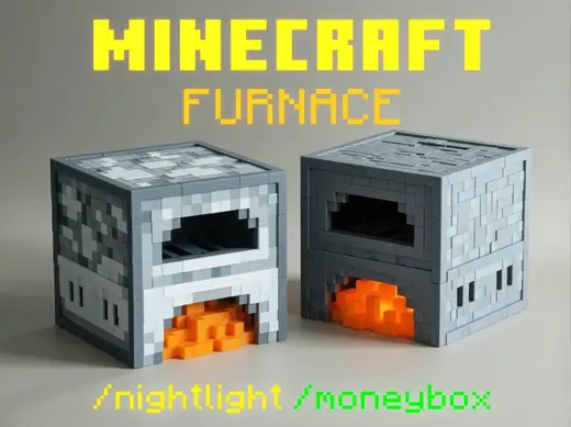 Minecraft Furnace Nightlight with Secret Money Box