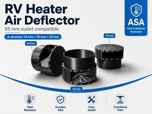 RV Heater Air Deflector - 55 mm Outlet Compatible