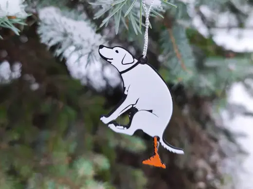 Pooping Dog Christmas Ornament