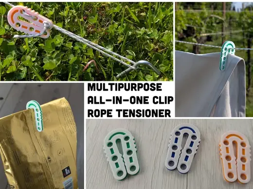 MULTIPURPOSE ROPE TENSIONER AND ALL-IN-ONE CLIP