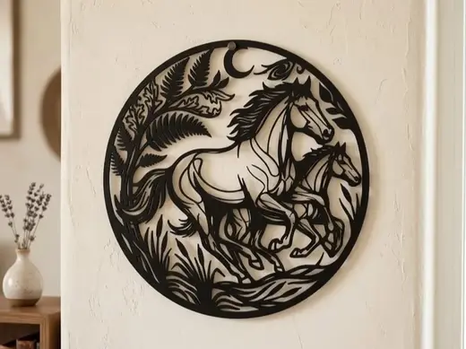 Wall Art: Two Horses Under the Crescent Moon
