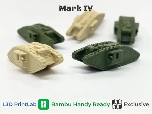 Mini Mark IV Tank 1/200 Scale By L3D PrintLab