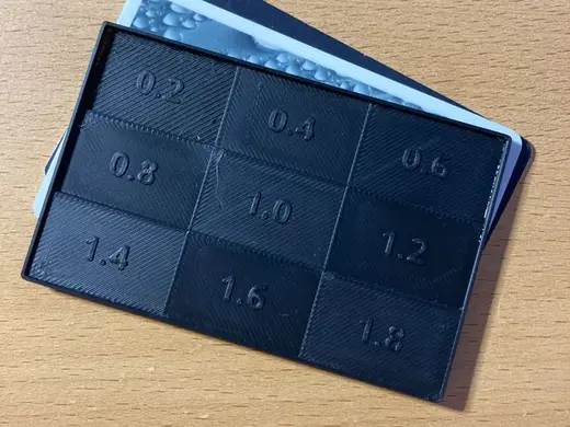 Filament Sample - Thickness Test Card 0.2 to 1.8mm