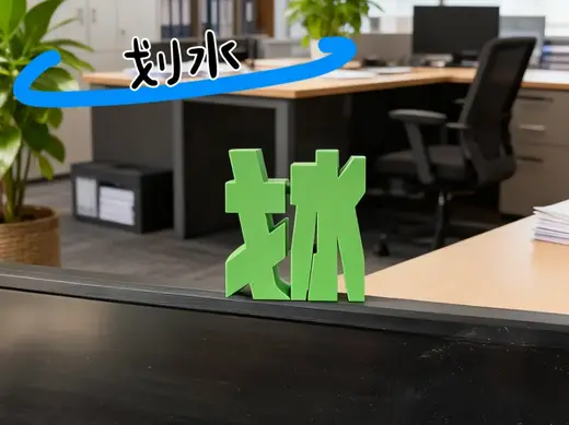 划水创意合体字摆件 办公室搞笑摆件 整蛊搞怪桌面摆件 送同事礼物 一体打印无需支撑