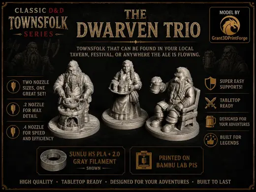 Classic D&D Townsfolk - The Dwarven Trio