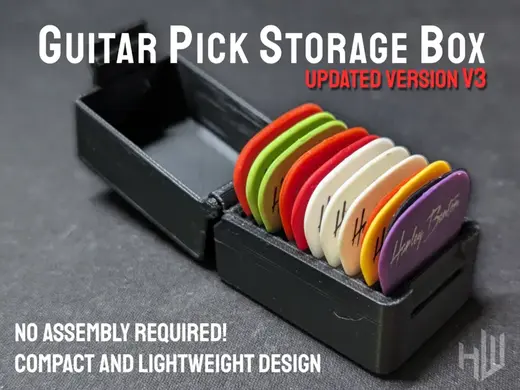 Guitar pick storage box // Print-in-place
