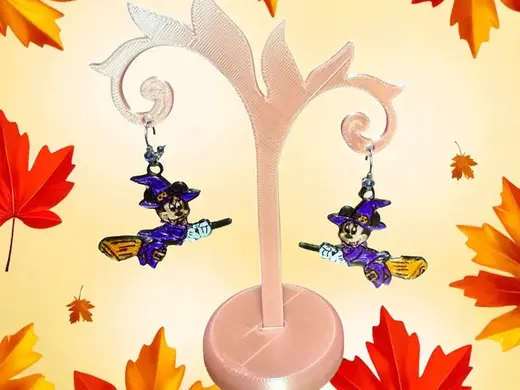 Witch Minnie riding her Broom earrings