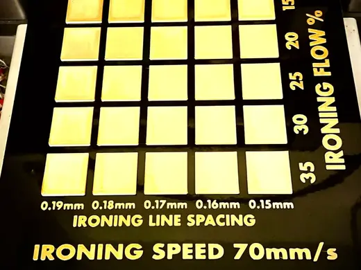 Ironing flow calibration test Flow rate + spacing