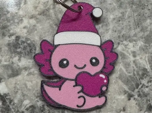 Axolotl Santa Hat Keychain Ornament