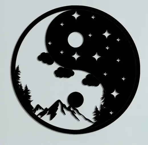 Day and night Yin-Yang 2D wall art