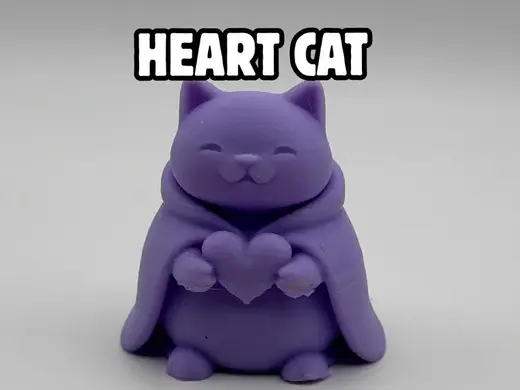 Chubby Cat with a Heart