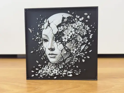 Shattered Face Floral Burst - High Detail HueForge