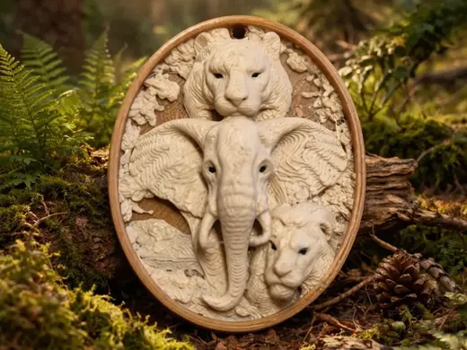 Jungle Trio 3D Relief Keychain Pendant
