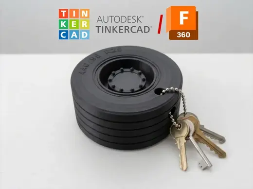 Truck Tire Keychain, easy print
