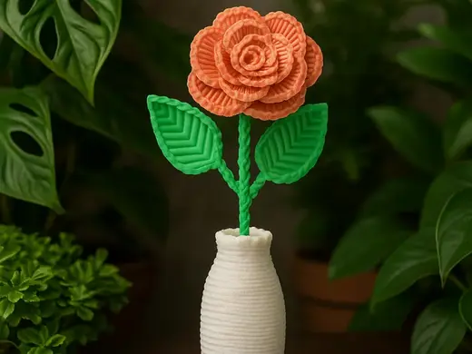 Knitted Rose in Mini Vase – Forever Flower Decor