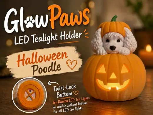 Poodle GlowPaws Tealight Holder Pumpkin