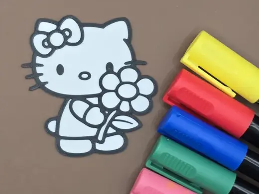 Hello Kitty with Flower Coloring Panel