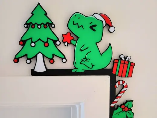 T-Rex vs Christmas Tree Door Corner