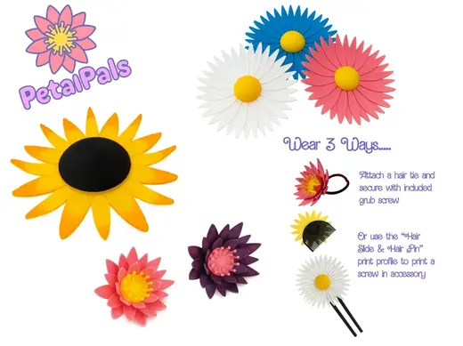 PetalPals - Modular Hair Flowers Tie / Slide / Pin