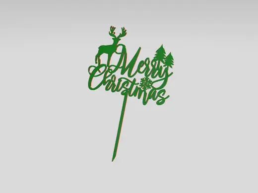 Cake Topper Merry Christmas Deco Reindeer