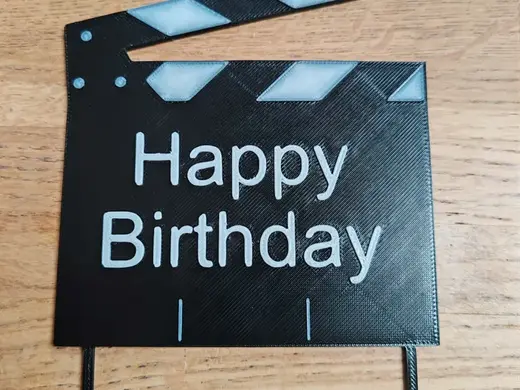 Clapper board happy birthday cake topper