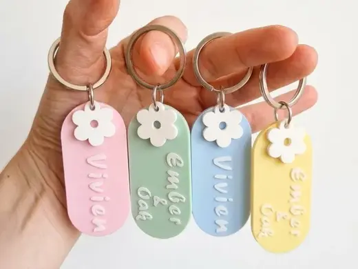 Custom Name Keychain – Daisy Tag