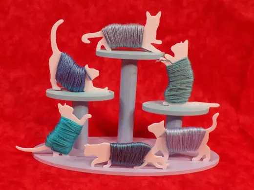 Cat Embroidery Floss Bobbin Display Cat Tree