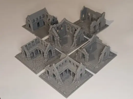 Miniature Cathedral in ruins Building props