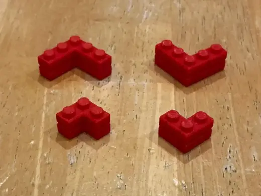 Brick Compatible 2x2 and 3x3 Corner Masonry Bricks