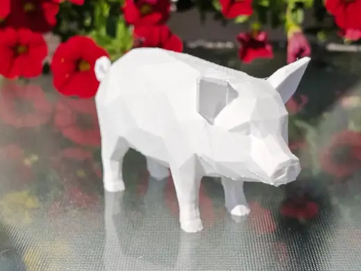 Geometric Low Poly Pig Figurine