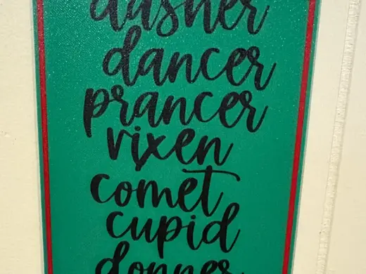 Reindeer Names Christmas sign