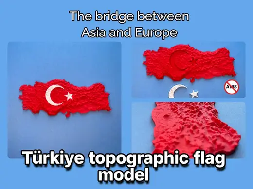 Türkiye topography flag model Turkey Cumhuriyeti