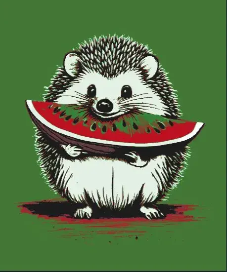 Cute Hedgehog eating mellon
