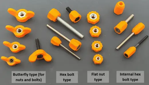 Handles for M3 to M6 bolts and screws