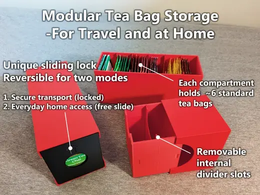 Tea Travel Box With Sliding Lock | Three sizes!
