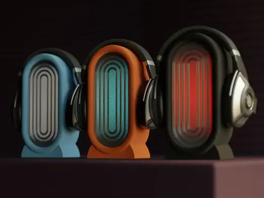Modern headphone rest with light. Headphone stand