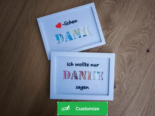 Geld-Geschenk mit Rahmen Danke