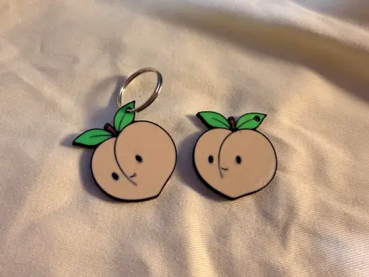 Cute Peach Character Keychain | Fruit Charm