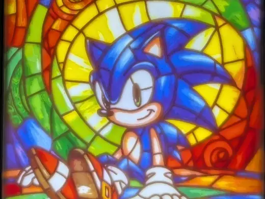 Sonic The Hedgehog Stained Glass litho