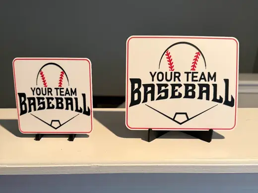EDITABLE BASEBALL TEAM COASTER AND SIGN